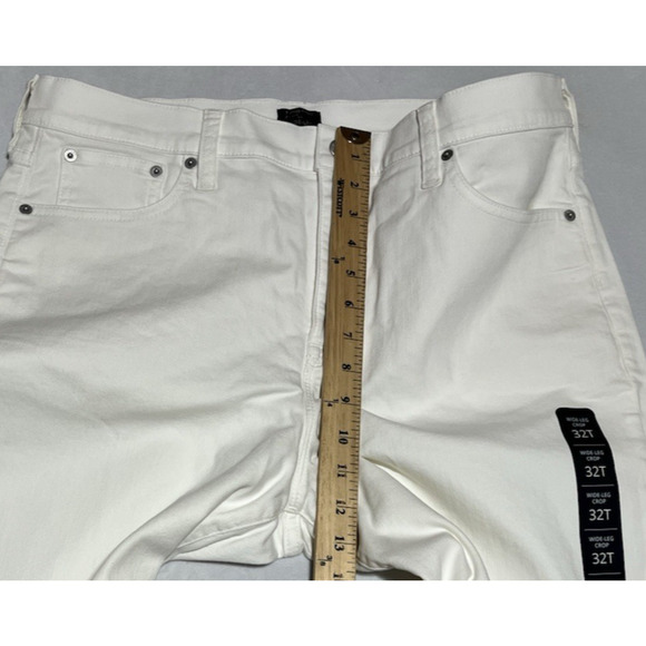 J Crew Factory Wide Leg Cop Jean Womens 32T Tall White Denim High Rise Raw Hem - Picture 5 of 9